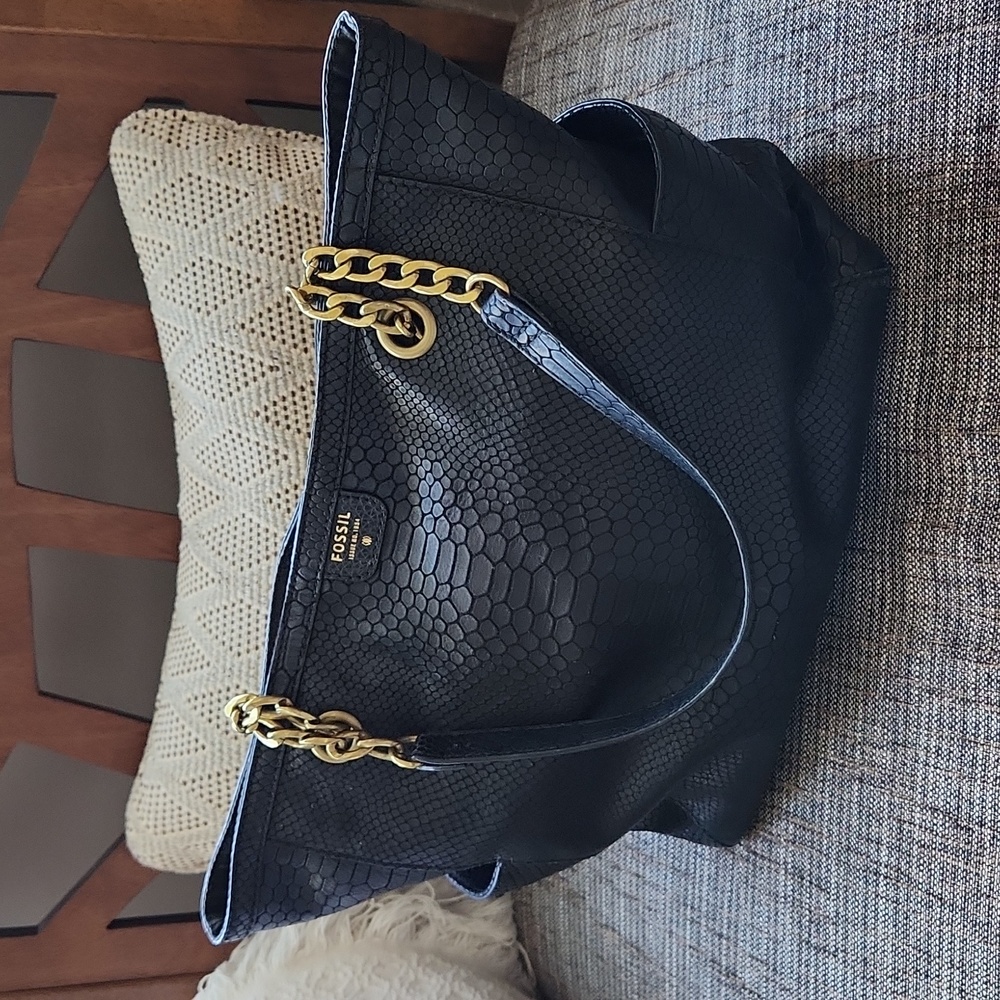 Fossil Black Embossed Issue No. 1954 Tote - image 1